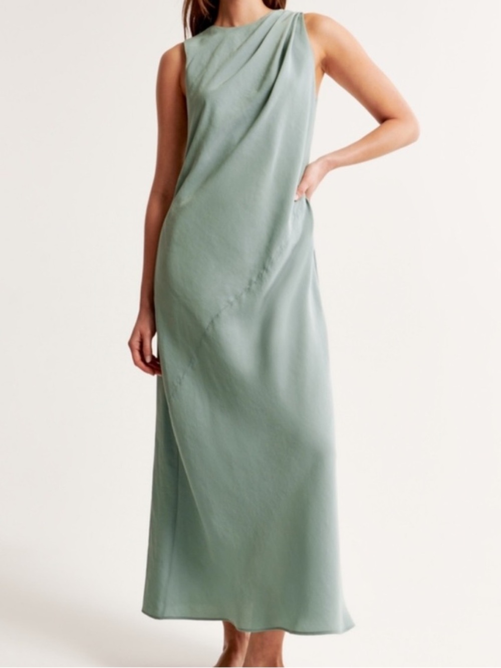 Abercrombie & Fitch Sleeveless Sage Green Maxi Dress